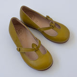 Pepe Ochre Leather Mary-Jane Shoes: Size EU 24
