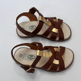 Papouelli Tan And Gold Leather Sandals: Size EU 25 (Brand New)