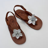 Papouelli Tan And Silver Leather Sandals: Size EU 28 (Brand New)