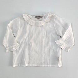 Caramel White Cotton Blouse With Lace Trim: 18 Months