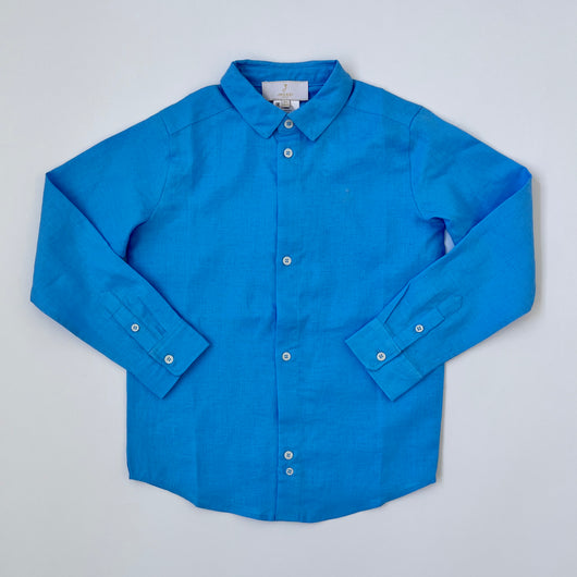 Jacadi Blue Linen Shirt: 8 Years (Brand New)