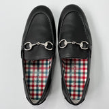 Gucci Black Jordaan Classic Snaffle Loafers With Check Lining: Size EU 33
