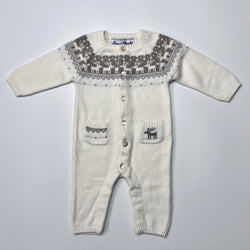 Tartine et Chocolat Nordic Style Intarsia Knitted Romper: 1 Month