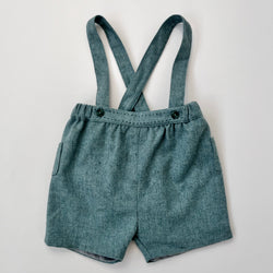 Marie-Chantal Teal Wool Mix Shorts With Straps: 12 Months