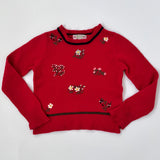 Bonpoint Red Wool Jumper With Floral Embroidery: 6 Years