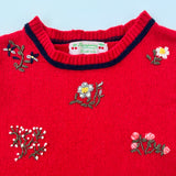 Bonpoint Red Wool Jumper With Floral Embroidery: 6 Years