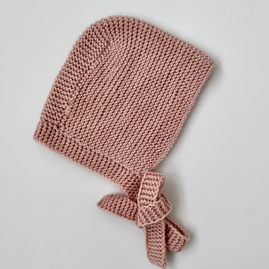 Dusty Pink Knitted Bonnet: 2-4 Years