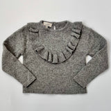Olivier Grey Cashmere Mix Jumper With Frill: 4-5 Years