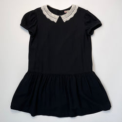 Bonpoint Black Crepe Dress With Crochet Collar: 10 Years