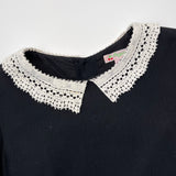Bonpoint Black Crepe Dress With Crochet Collar: 10 Years