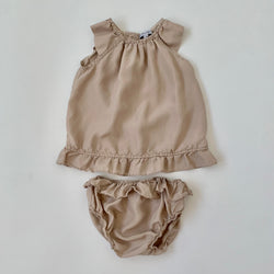 Belle Enfant Oyster Silk Blouse And Bloomers: 6-12 Months