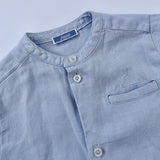Jacadi Blue Linen Collarless Shirt: 5 Years