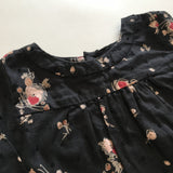 Bonpoint Black Floral Cotton Dress: 6 & 12 Months