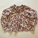 Bonpoint Smocked Cream Blouse With Maroon Floral Print