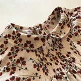 Bonpoint Smocked Cream Blouse With Maroon Floral Print