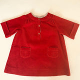 Bonpoint Red Fine Cord Dress With Patch Pockets: 18 Months