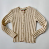 Bonpoint Cream And Gold Angora/ Wool Thick Ribbed Cardigan: 3 Years
