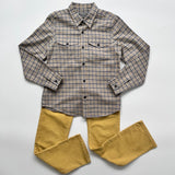 Bonpoint Grey And Yellow Brushed Cotton Flannel Shirt: 10 Years