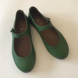 Caramel Green Leather Mary-Jane Shoes