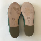 Caramel Green Leather Mary-Jane Shoes