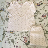 Bonpoint Cream And Gold Polka Dot Cotton Top And Leggings Set