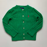 Ralph Lauren Green Cable Knit Cotton Cardigan: 2 Years
