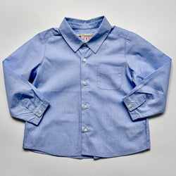 Bonpoint Blue Cotton Shirt With Pocket: 2 Years