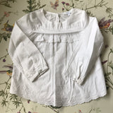 Jacadi White Cotton Blouse With Broderie Anglaise Trim