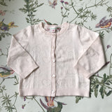 Bonpoint Pale Pink Heart Embossed Cotton Cardigan: 12 Months
