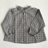 Bonpoint Taupe Check Shirt With Collar And Cherry Motif: 18 Months
