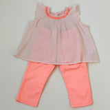 Bonpoint Pale Pink And Neon Gauzy Summer Top: 2 Years