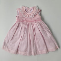 Pink Traditional Smocked Dress With Lace Collar: 9 Months