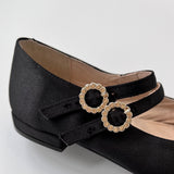 Bonpoint Black Satin Mary-Jane Shoes: Size EU 30
