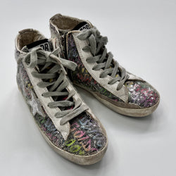 Golden Goose Sequin High Top Graffiti Sneakers Second Hand Used Preloved Preowned