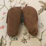 Pepa & Co Tan Suede Fringed Moccasins: 12-18 Months