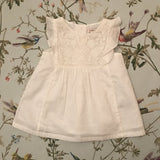 Catherine Malendrino White Cotton Embroidered Blouse: 12 Months