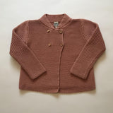Bonton Dusty Pink Thick Cotton Mix Cardigan With Wood Buttons: 6 Years