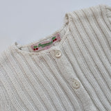Bonpoint White Ribbed Cotton Cardigan: 18 Months