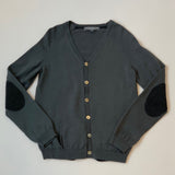 Bonpoint Dark Teal Wool Cardigan With Contrast Elbows: 8 Years