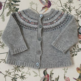 Bonpoint Grey FairIsle Merino Wool Cardigan: 6 Months