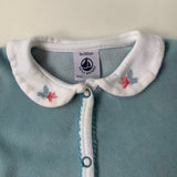 Petit Bateau Teal Velour All-In-Ones :3 Months