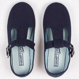 Trotter Navy Blue Canvas T-Bar Shoes: Size 22 (Brand New)