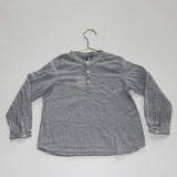 Bonpoint Stripe Collarless Cotton Shirt