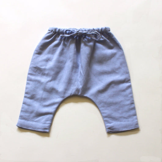 La Coqueta Blue Linen Baby Trousers: 6 Months