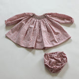 La Coqueta Pink Floral Smocked Dress With Matching Knickers