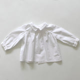La Coqueta White Cotton Blouse With Collar