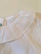 Nanos White Crepe Cotton Blouse With Frill Collar: 4 Years