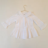 Nanos White Crepe Cotton Blouse With Frill Collar: 4 Years
